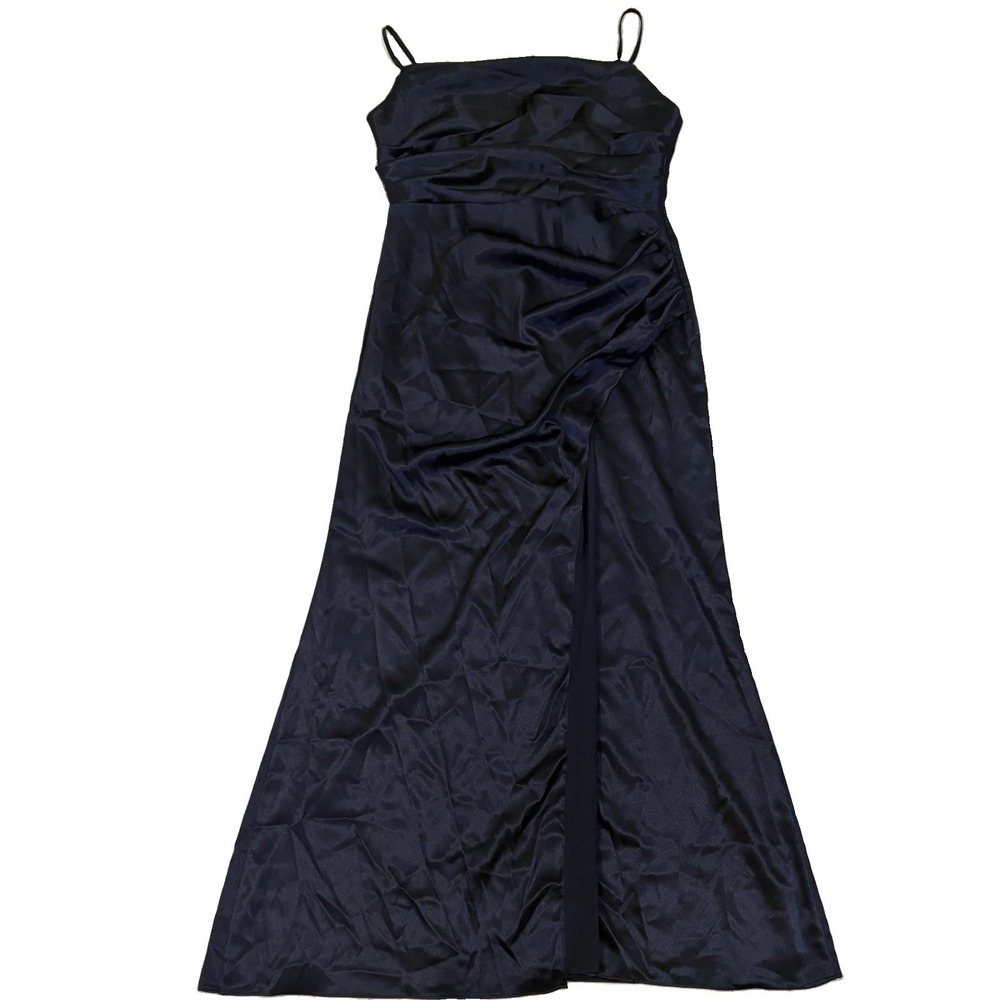 Birdy Grey Lydia A-Line Dress Womens 2XL Navy Blue Satin Bridesmaid Formal